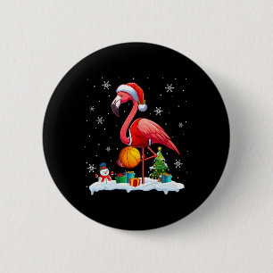 Santa Flamingo Playing Sketll Xmas Player Lover Ki Button