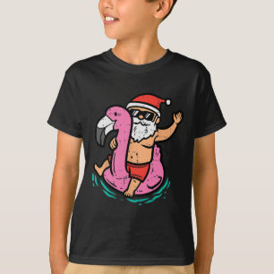 Santa Flamingo Schwimmhilfe Lustige Weihnachten im T-Shirt