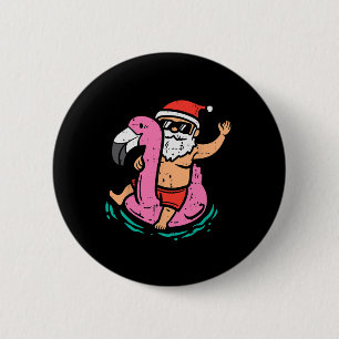 Santa Flamingo Schwimmhilfe Lustiges Weihnachten i Button