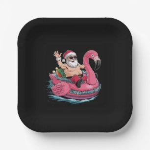 Santa-Flamingo-Schwimmhilfe-Weihnachten-im-Juli-So Pappteller