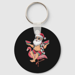 Santa-Flamingo-Schwimmhilfe-Weihnachten-im-Juli-Wa Schlüsselanhänger