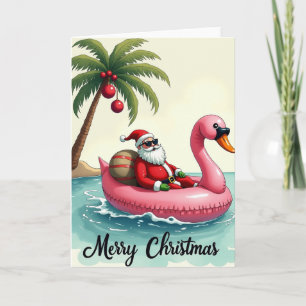 Santa Flamingo Schwimmkörper Frohe Weihnachten Tro Karte