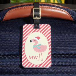 Santa Flamingo w Pink Candy Cane Streifen Weihnach Gepäckanhänger