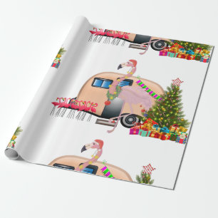 santa flamingo wohnwagen geschenkpapier