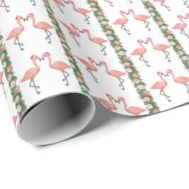 Santa Flamingos and Shells Wrapping Paper Geschenkpapier