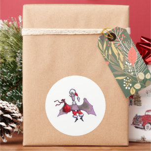 Santa Fledermaus große runde Aufkleber Blatt