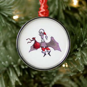Santa-Fledermaus-Rund Premium-Ornament Ornament Aus Metall