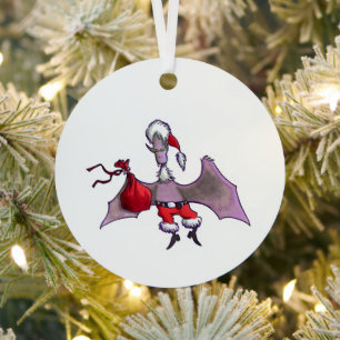 Santa-Fledermaus-Rundmetallschmuck Ornament Aus Metall