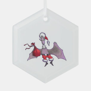 Santa-Fledermaus-Sechseck-Glas-Weihnachtsbaumanhän Ornament Aus Glas