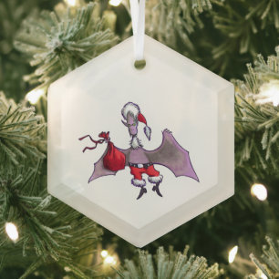 Santa-Fledermaus-Sechseck-Glasornament Ornament Aus Glas