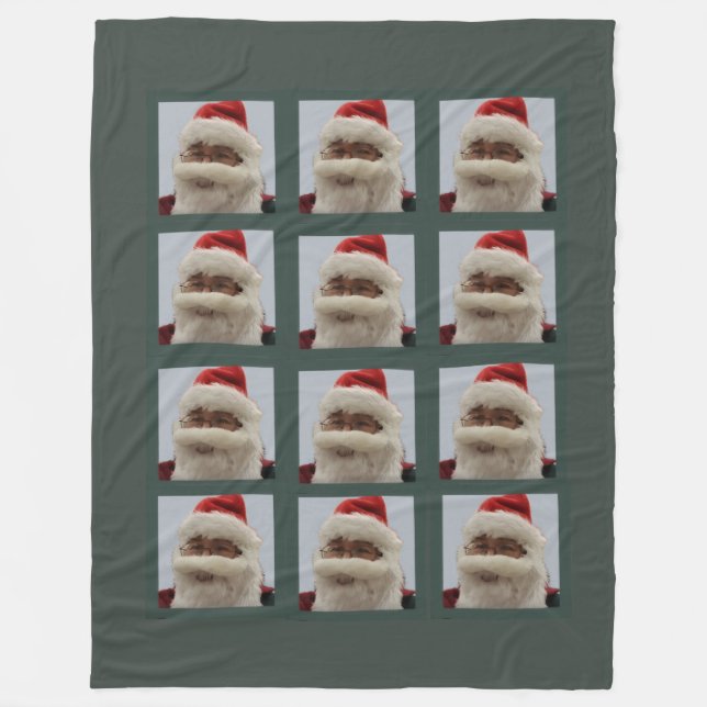 Santa Fleece Blanket Dunkelgrüner Hintergrund (Vorderseite)