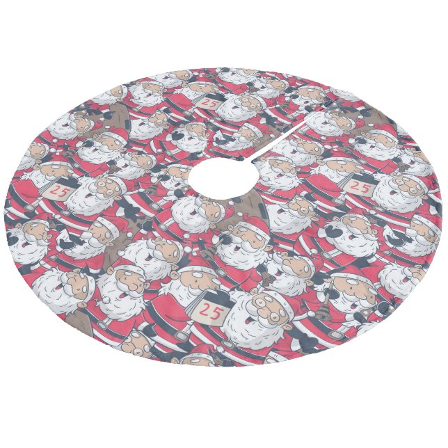 Santa Fleece Tree Skirt Weihnachtsbaumdecke (Schrägansicht)