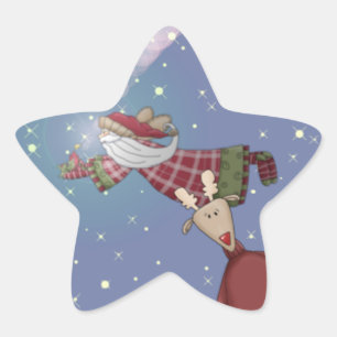 Santa Flies Stern-Aufkleber