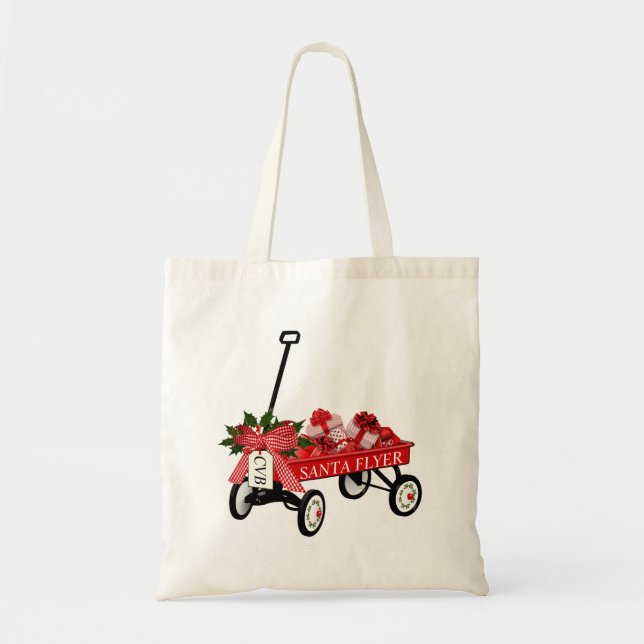 Santa Flyer Wagon präsentiert Niedliche Weihnachts Tragetasche (Vorne)