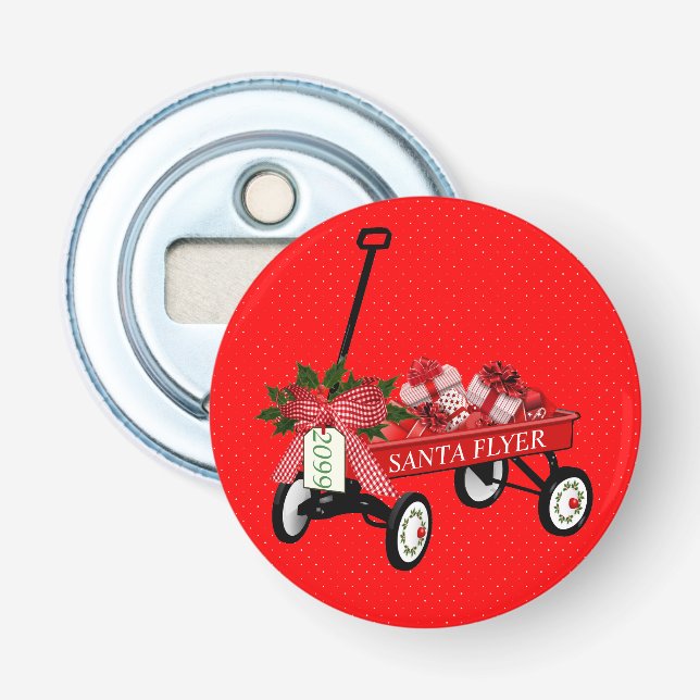 Santa Flyer Wagon präsentiert Weihnachtsflasche Op Flaschenöffner (Vorderseite)