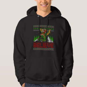 Santa Flying Dragon Believe Ugly Christmas Sweater Hoodie