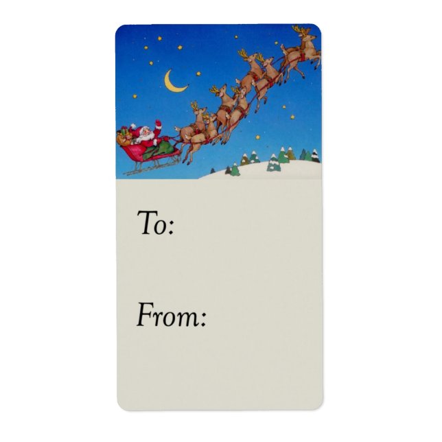 Santa Flying Sleigh-Geschenkmarke (Vorne)
