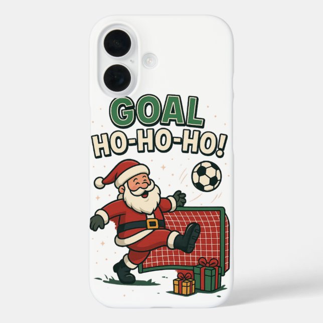 Santa Football Goal - Funny Christmas Soccer iPhone 16 Hülle (Rückseite)