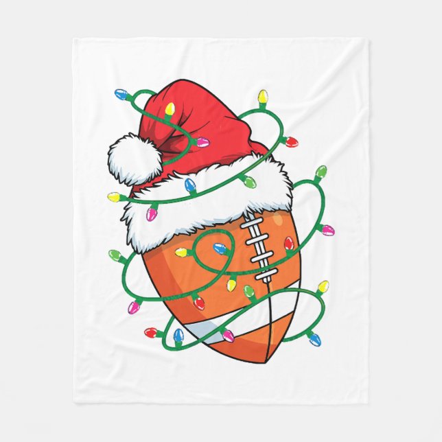 Santa Football Sports Ball Männer Weihnachten Weih Fleecedecke (Vorderseite)