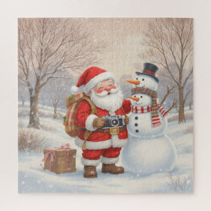 Santa Fotograf & Schneemann-Familie Weihnachten