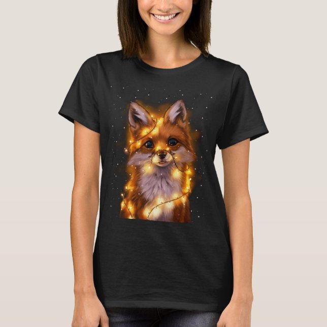 Santa Fox Lover Christmas Lights Pajama Costume Gi T-Shirt (Vorderseite)