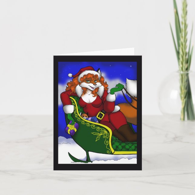 Santa Fox Notecard Feiertagskarte (Vorderseite)