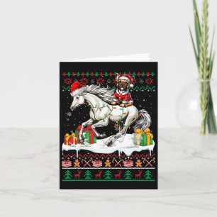 Santa French Bulldog Reiten Pferd Weihnachtsschwei Karte
