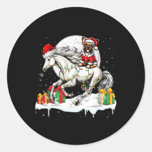 Santa French Bulldog Reiten Weihnachtsmann Runder Aufkleber