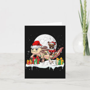 Santa French Bulldog Riding Axolotl Weihnachtsfest Karte