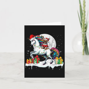 Santa French Bulldog Riding Unicorn Weihnachtsfest Karte