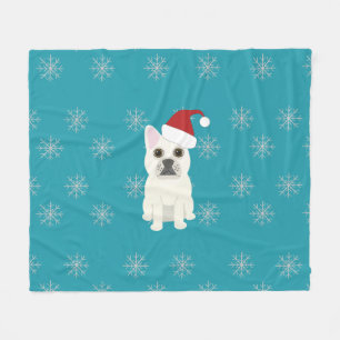 Santa Frenchie, Blaue Schneeflocken Fleecedecke