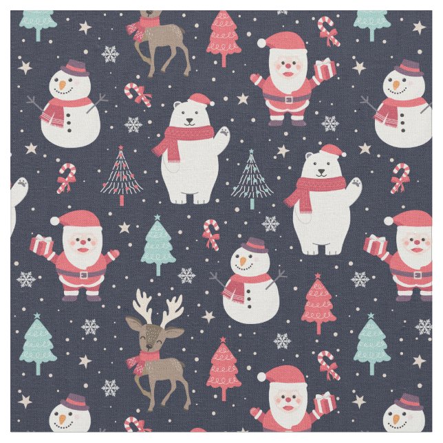 Santa & Friends Pattern Stoff (Nahaufnahme)