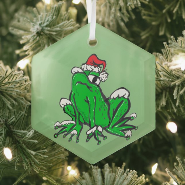 Santa Frog Glass Ornament Aus Glas (Insitu)