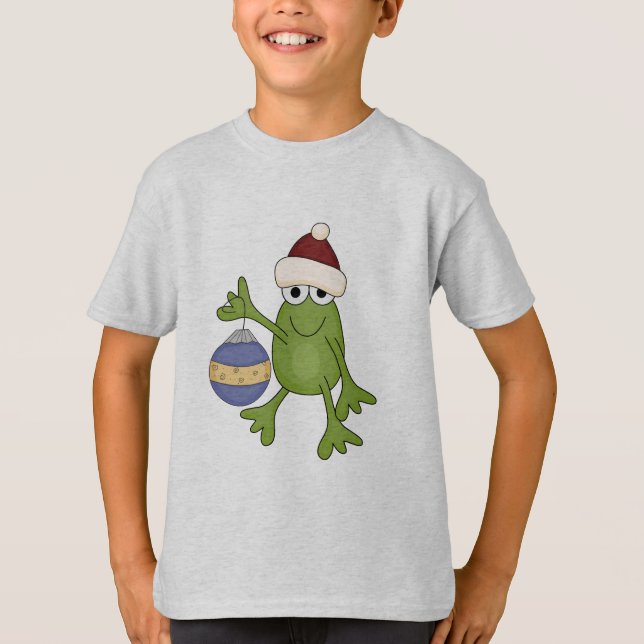 Santa Frog mit Ziertrampen und Geschenken T-Shirt (Vorderseite)