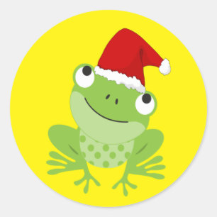 Santa Frog Runder Aufkleber