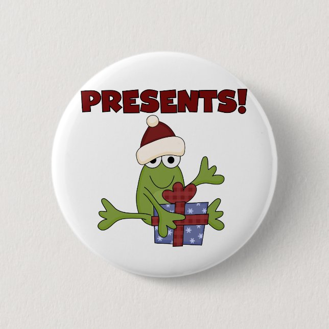 Santa Frog Tshirts und Geschenke Button (Vorderseite)