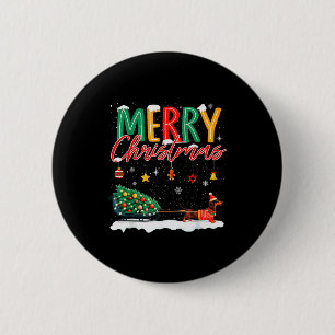 Santa Frohe Weihnachten Dachshund Schlitten Hunde Button