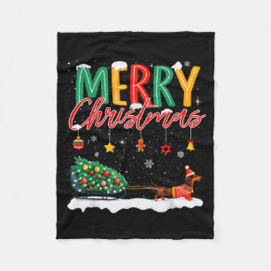 Santa Frohe Weihnachten Dachshund Schlitten Hunde Fleecedecke