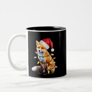 Santa Fuchs Weihnachtslicht Fuchs Liebhaber Weihna Zweifarbige Tasse