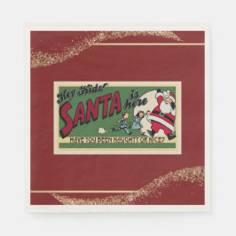 Santa Funny Retro Glitzer Red Naughty/Nice Paper Serviette