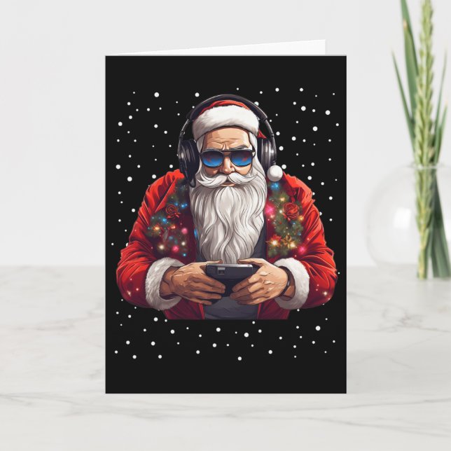 Santa Gaming Video Gamer Game Controller Xmas Snow Karte (Vorderseite)