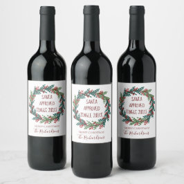 Santa genehmigte Jingle Juice Weihnachtskranz Weinetikett