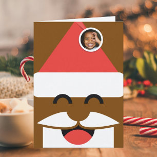 Santa-Gesicht Foto gefaltete Weihnachtskarte Karte