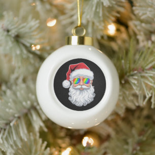 Santa Gesicht Gay Sonnenbrille Weihnachten Xmas LG Keramik Kugel-Ornament