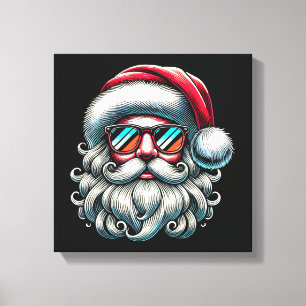 Santa-Gesicht Retro-Sonnenbrille Weihnachten Leinwanddruck