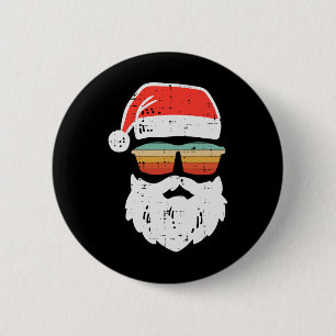 Santa-Gesicht Retro-Sonnenbrille Weihnachten Xmas  Button