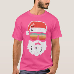 Santa-Gesicht Retro-Sonnenbrille Weihnachten Xmas T-Shirt