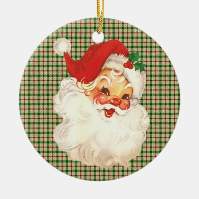 Santa-Gesicht Vintag Keramikornament (Vorne)