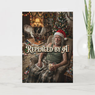 Santa gibt auf AI-Ersatz Lustige Weihnachten Karte