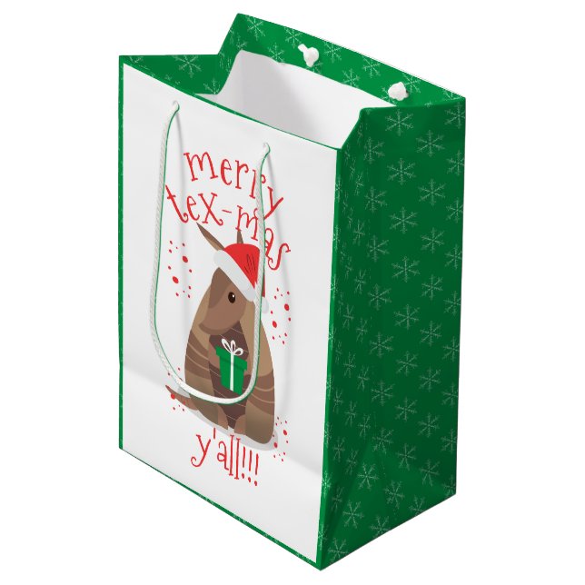 Santa Gift Gift Armadillo Texas Mittlere Geschenktüte (Vorderseite Schrägansicht)